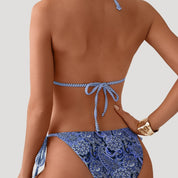 Paisley print tie-side bikini set