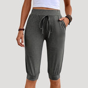 Casual drawstring capri joggers with pockets