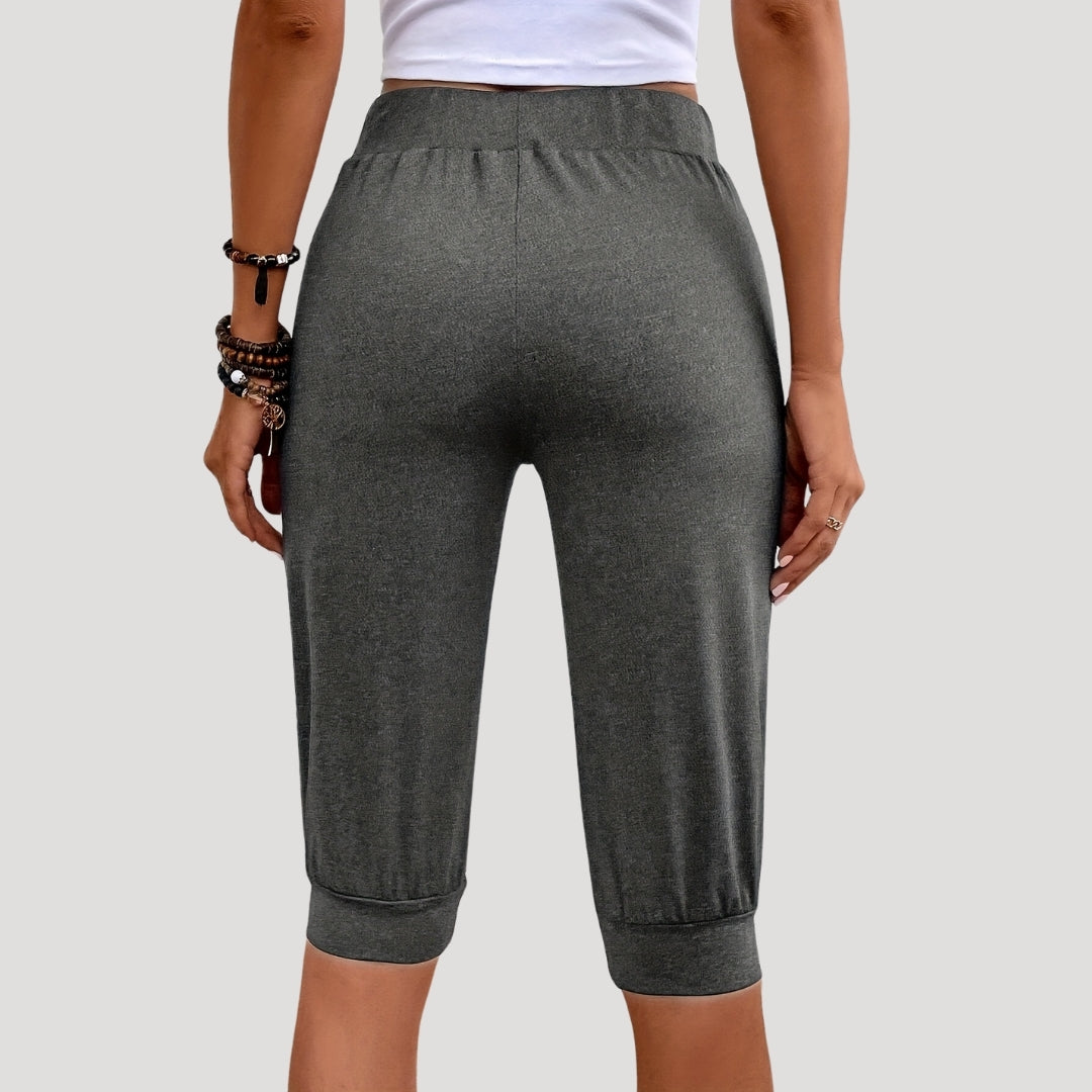 Casual drawstring capri joggers with pockets