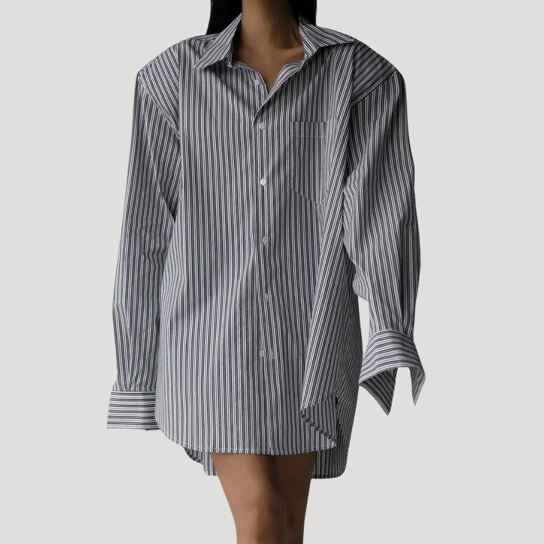 Oversized striped button-up shirt
