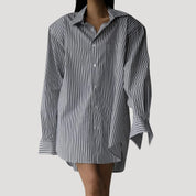 Oversized striped button-up shirt