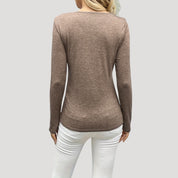 Ruched button detail long sleeve top