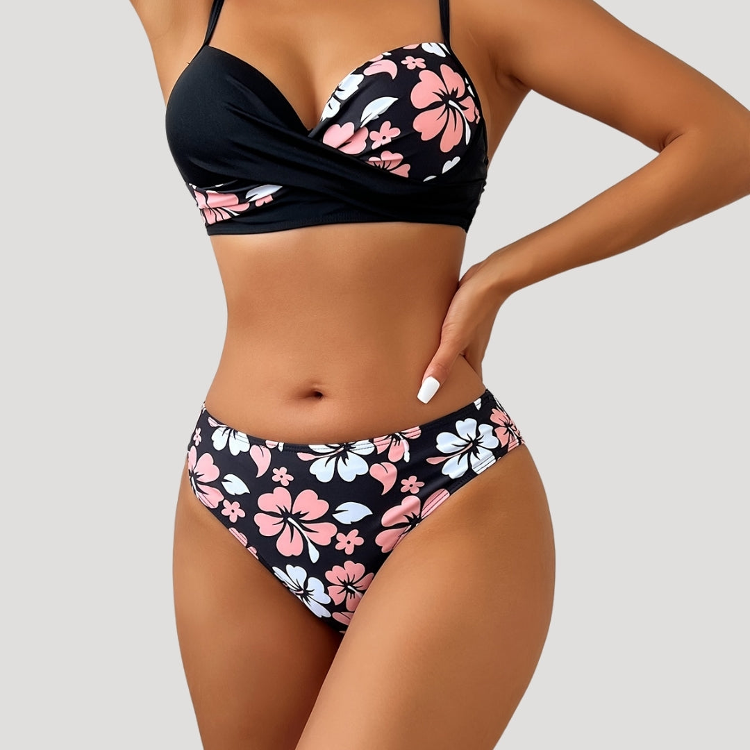 Floral print wrap bikini set