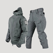 Men’s waterproof winter coat and cargo trousers set