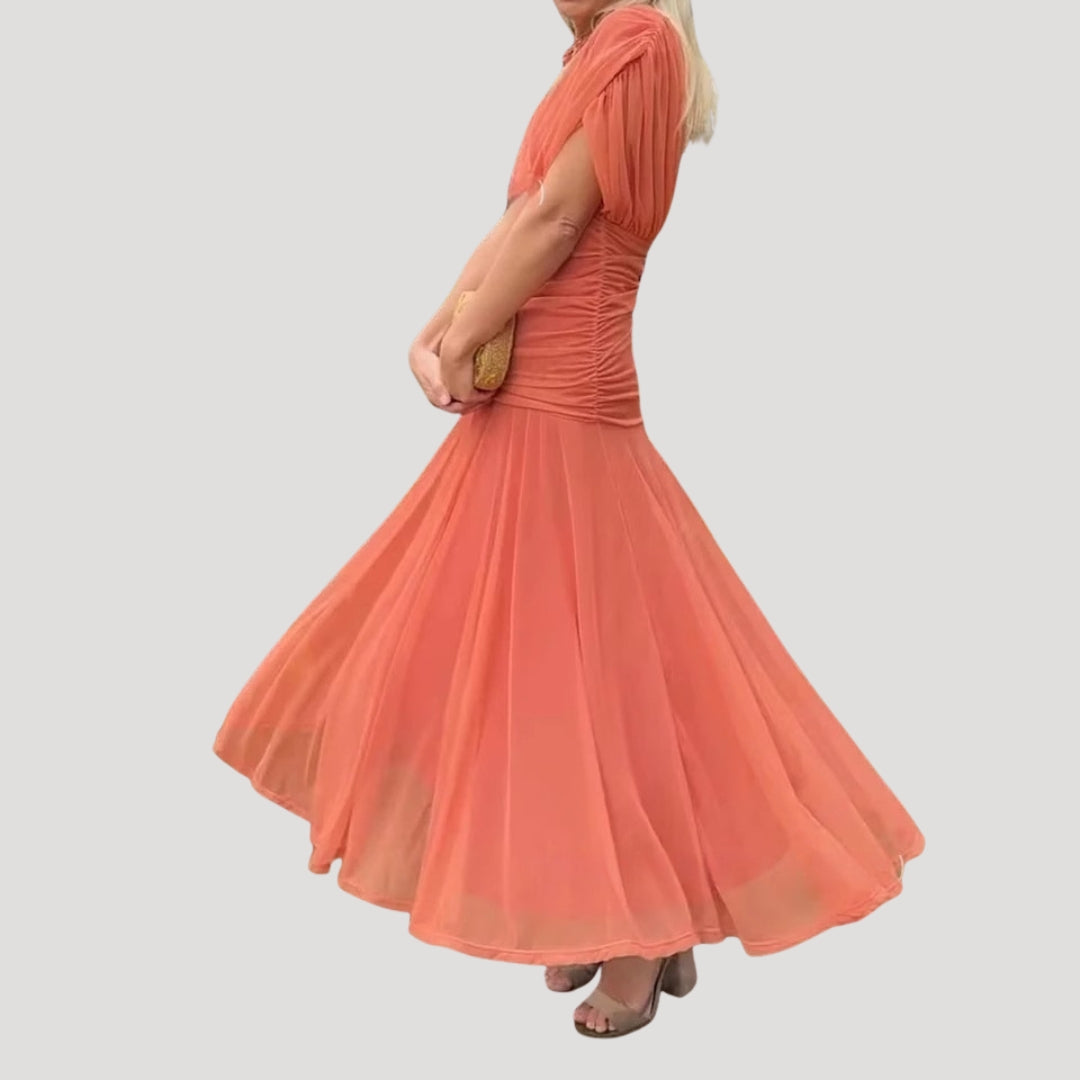 Women’s off shoulder chiffon midi dress