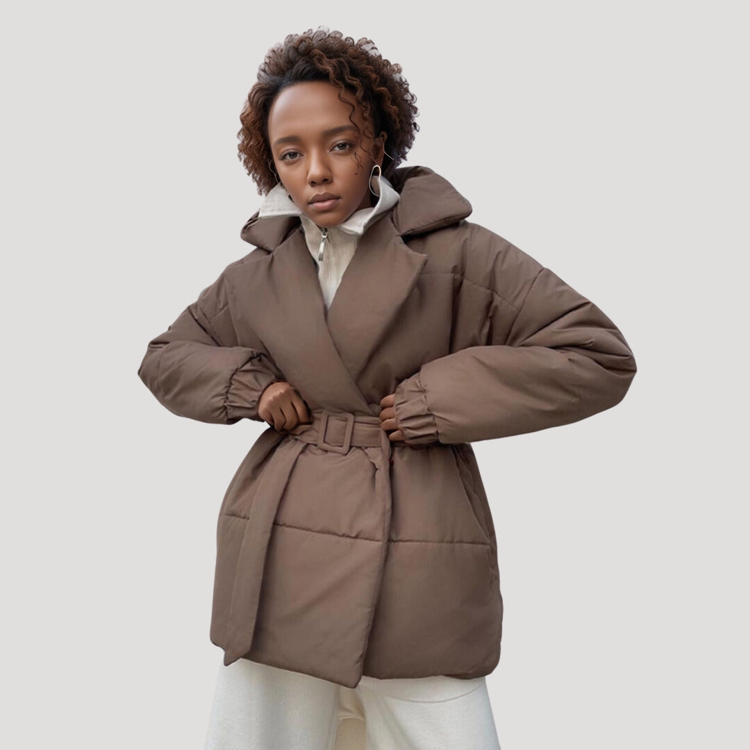 Belted puffer coat