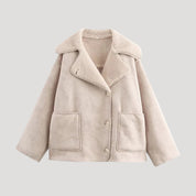 Women shearling collar winter coat