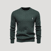 Men cable-knit cotton sweater