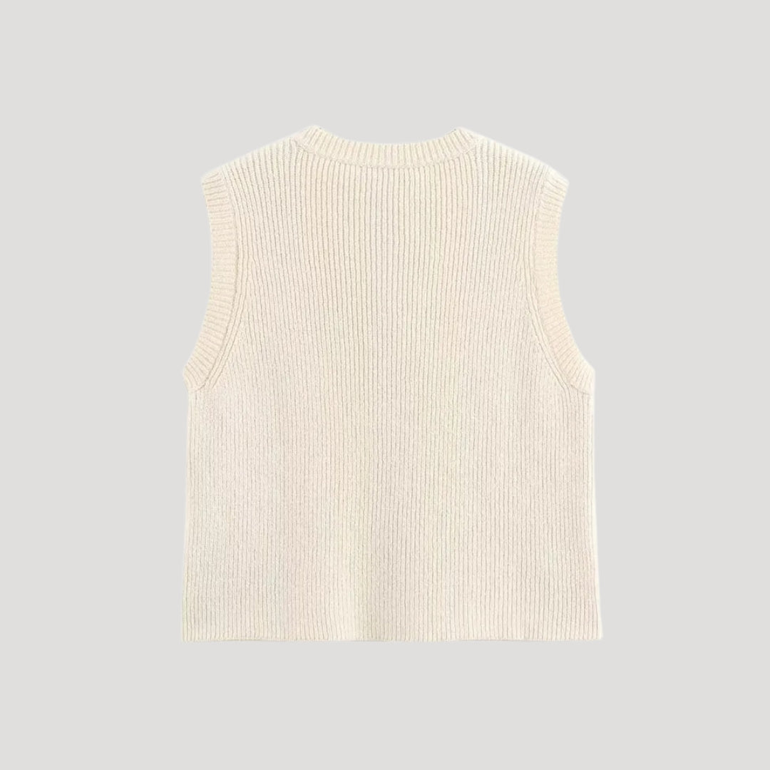 Women's sleeveless knit vest cardigan with buttons – NOIR PEARL