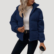 Women’s corduroy bomber jacket fleece lined winter style