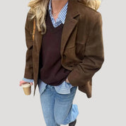 Women’s long suede smart oversized trench coat