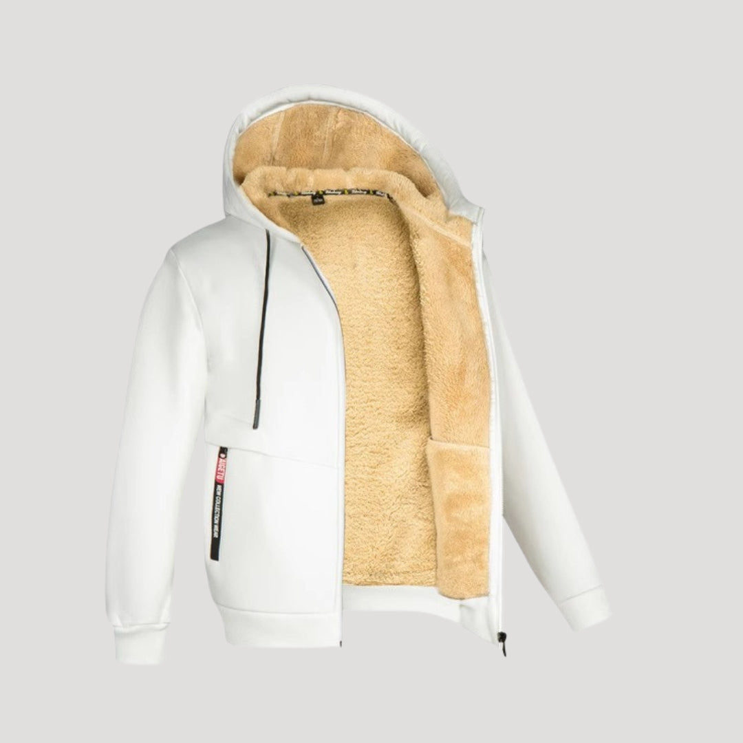 Fleece-lined zip-up hoodie