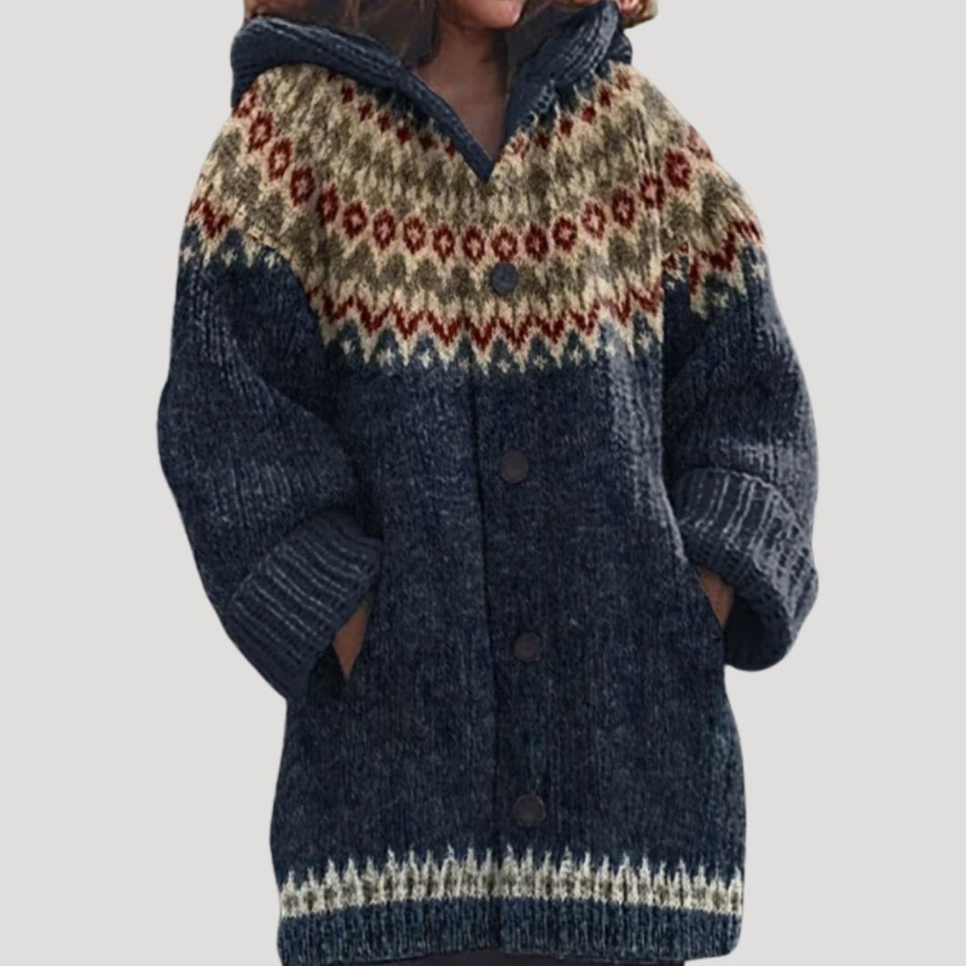 Women’s fair isle chunky knit patterned cardigan