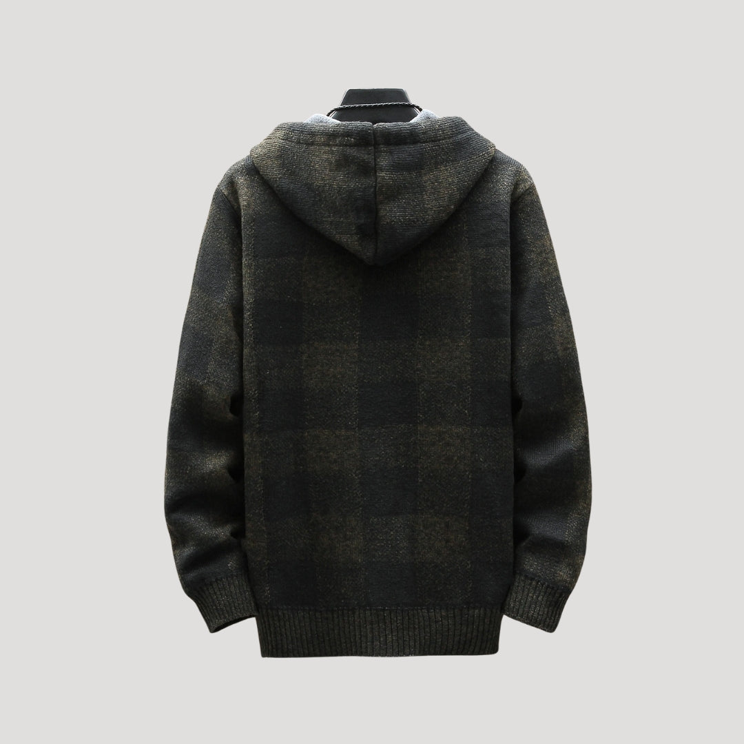 Men plaid hooded winter jacket