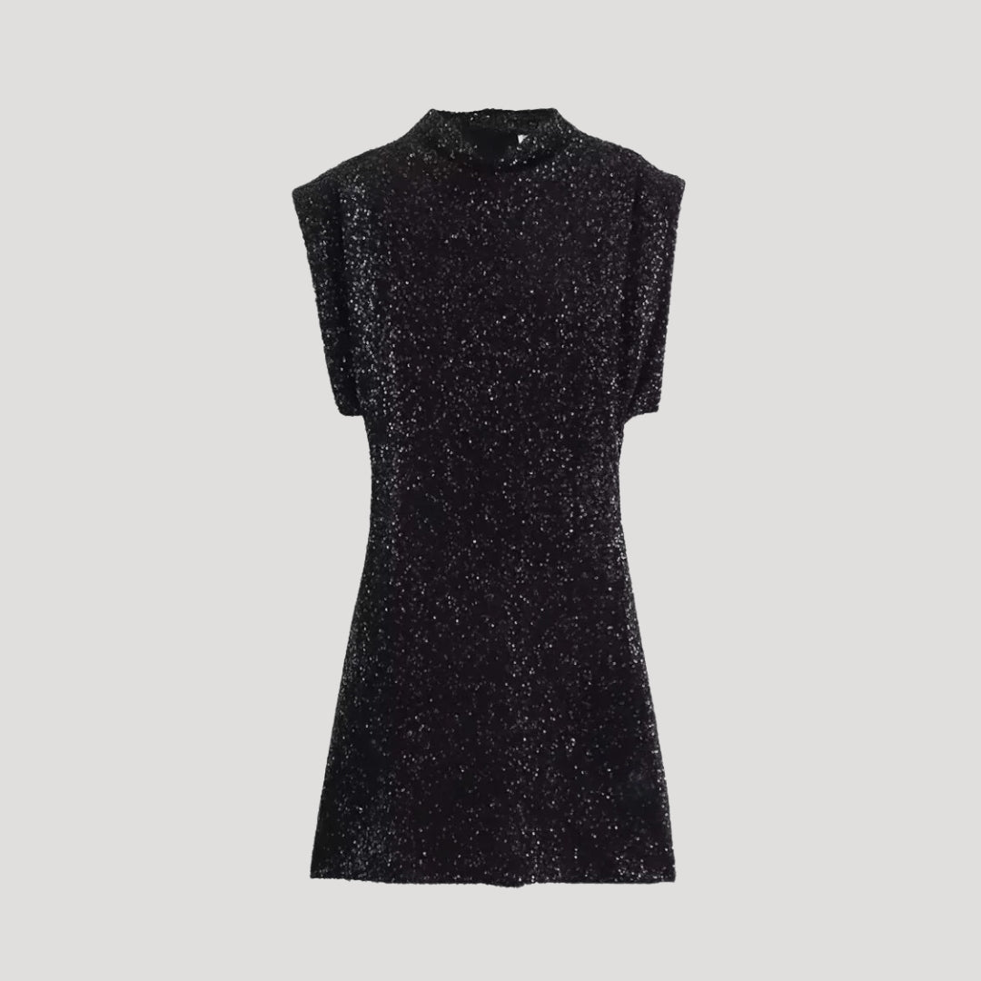 Glitter high-neck party dress