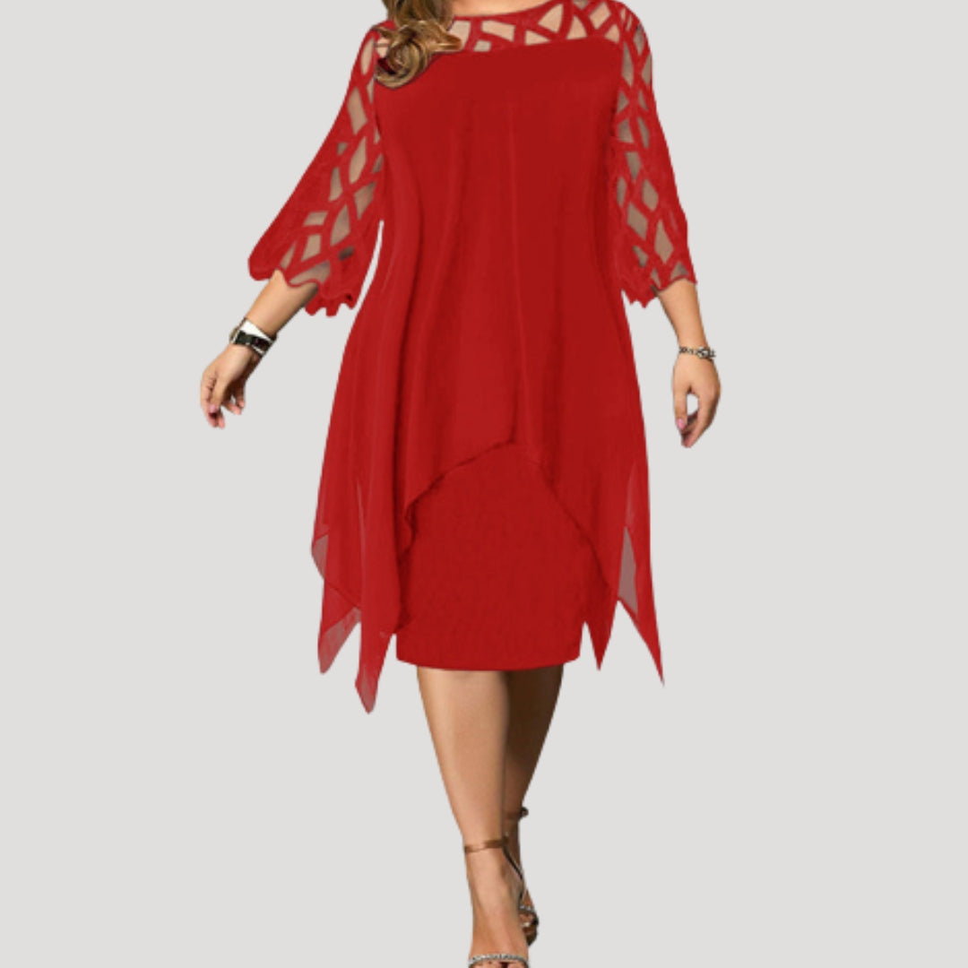 Women’s midi dress with sleeves layered design