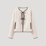 Women’s cropped winter jacket – fleece tie front cardigan