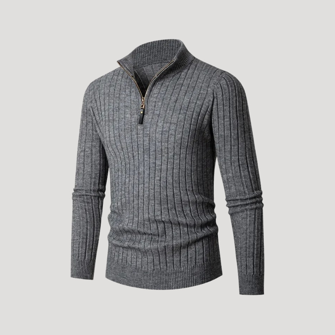 Men ribbed half-zip pullover