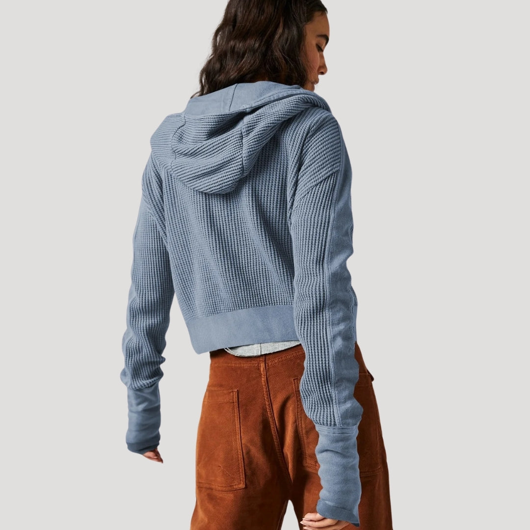 Women’s cropped zip up knit jumper top