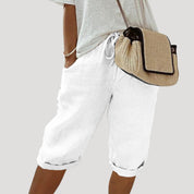 Women’s linen knee length bermuda casual shorts