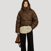 Women’s cropped puffer jacket quilted padded winter coat
