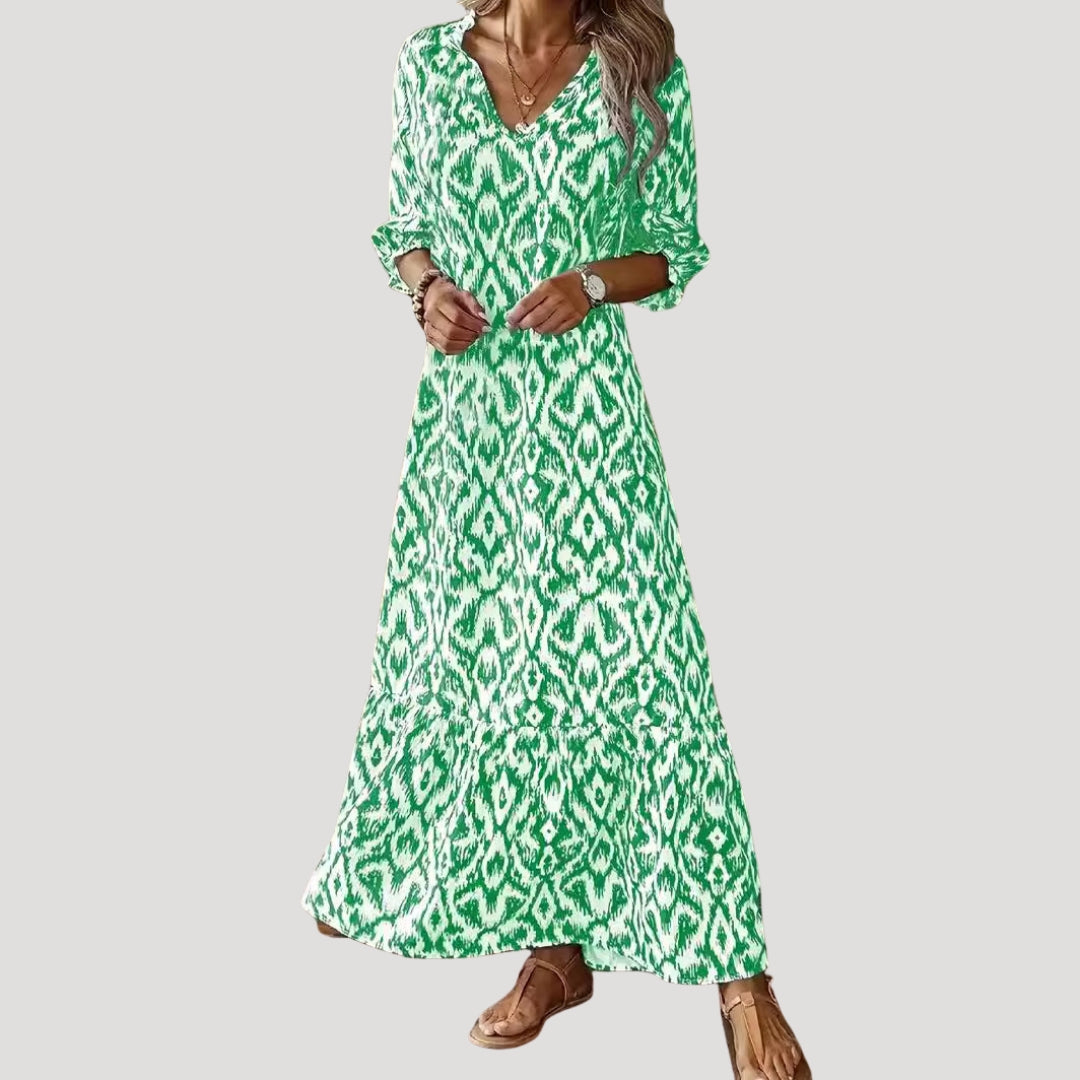 Women’s v neck printed maxi dress