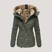 Women's fur-lined puffer coat