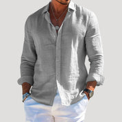 Men’s long sleeve linen button casual shirt