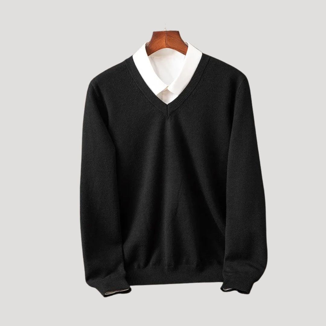 Men’s long sleeve polo sweater with shirt collar