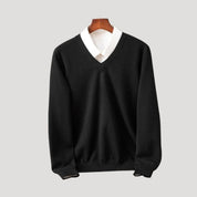 Men’s long sleeve polo sweater with shirt collar