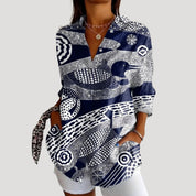 Women’s summer linen shirt long sleeve blouse