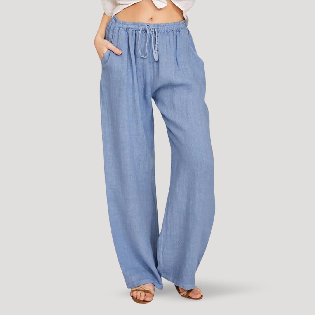 Casual linen drawstring trousers