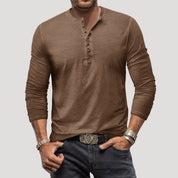 Men’s long sleeve henley top casual t shirt