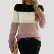 Women’s soft knit jumper lightweight striped pullover