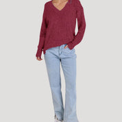 Women’s v-neck ribbed knit sweater