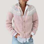 Women’s patterned knit button long sleeve cardigan