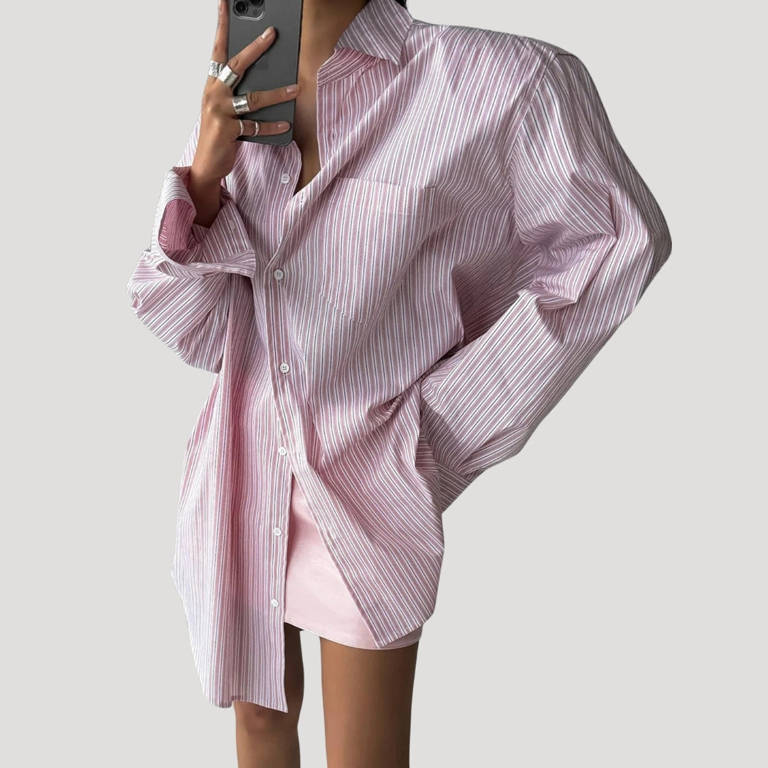 Oversized striped button-up shirt