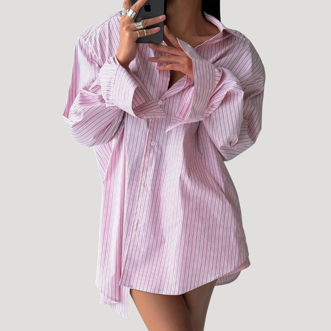 Oversized striped button-up shirt