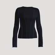 Contrast stitch fitted long-sleeve top