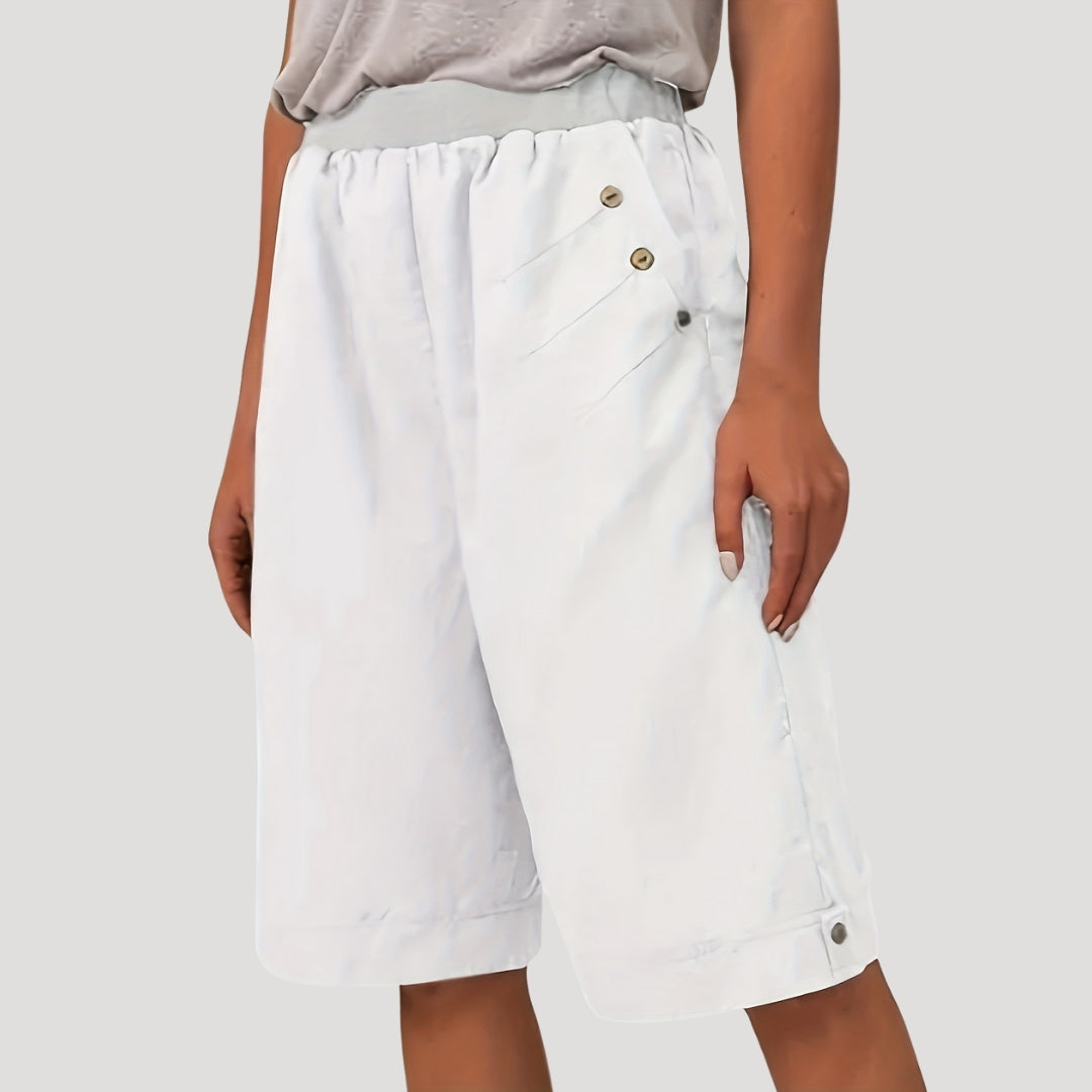 Relaxed-fit button detail bermuda shorts