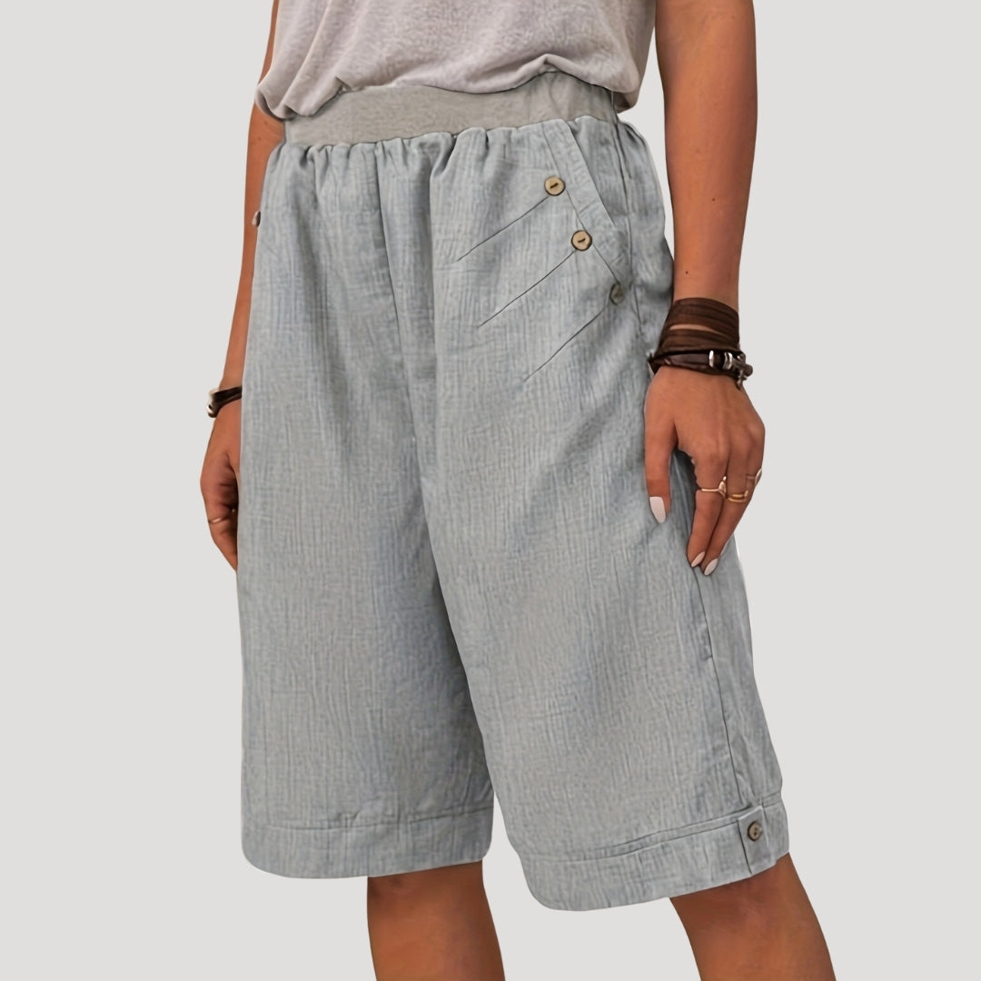 Relaxed-fit button detail bermuda shorts