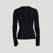 Contrast stitch fitted long-sleeve top