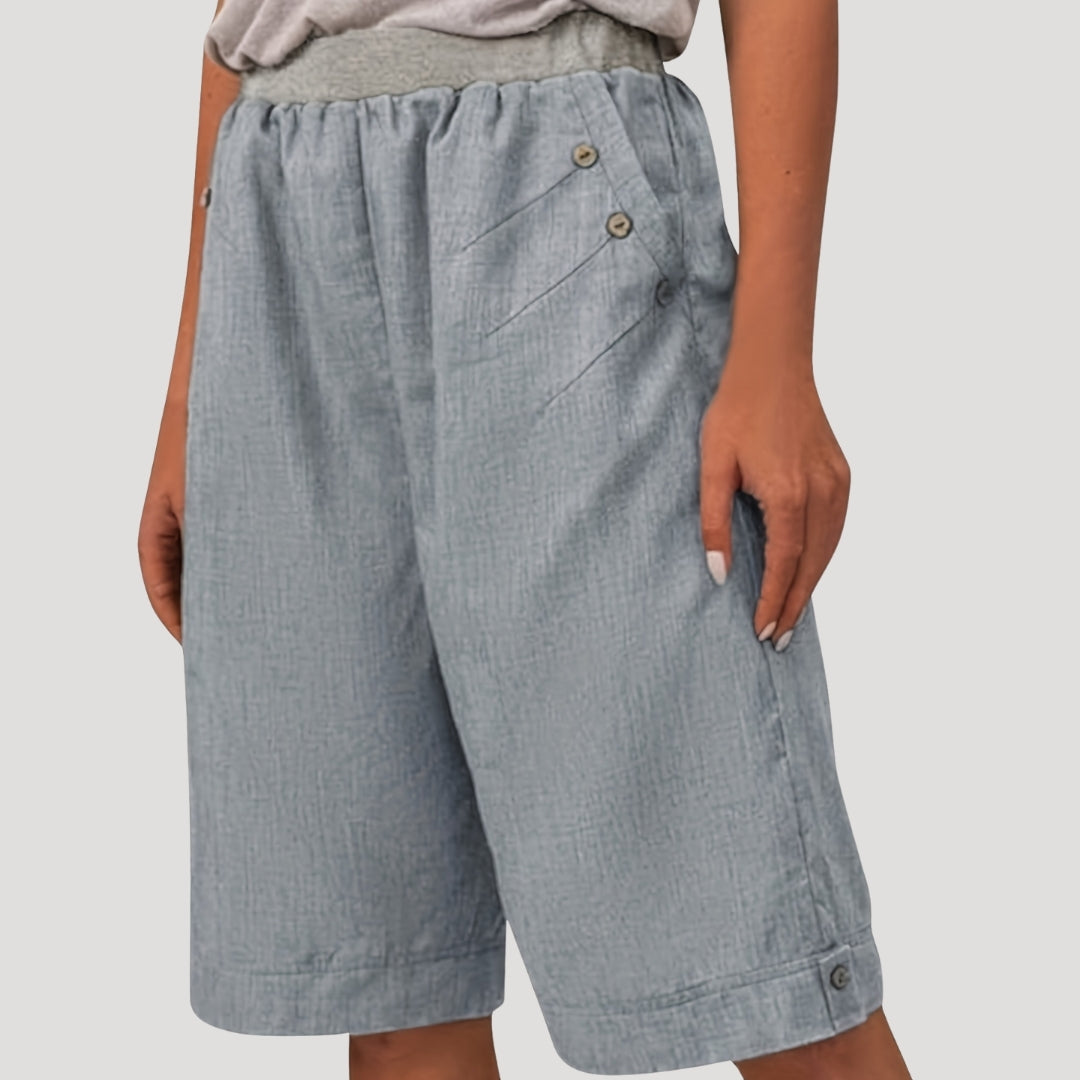 Relaxed-fit button detail bermuda shorts