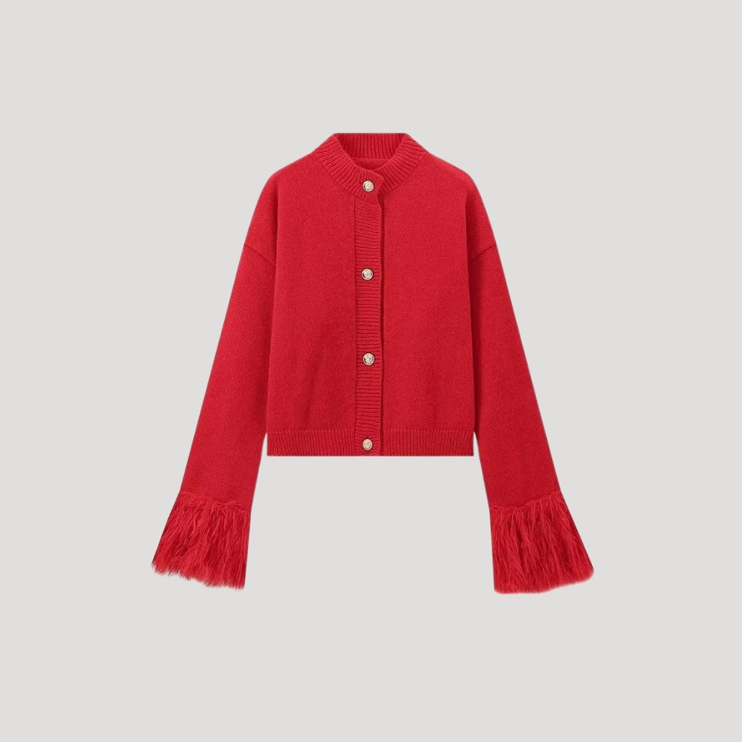 Women’s cropped knit spring button cardigan