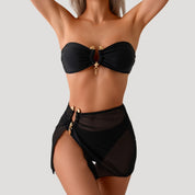 Strapless bikini set with gold detail