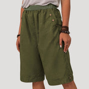 Relaxed-fit button detail bermuda shorts