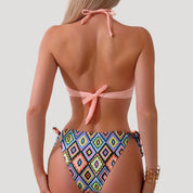 Boho print bandeau bikini set