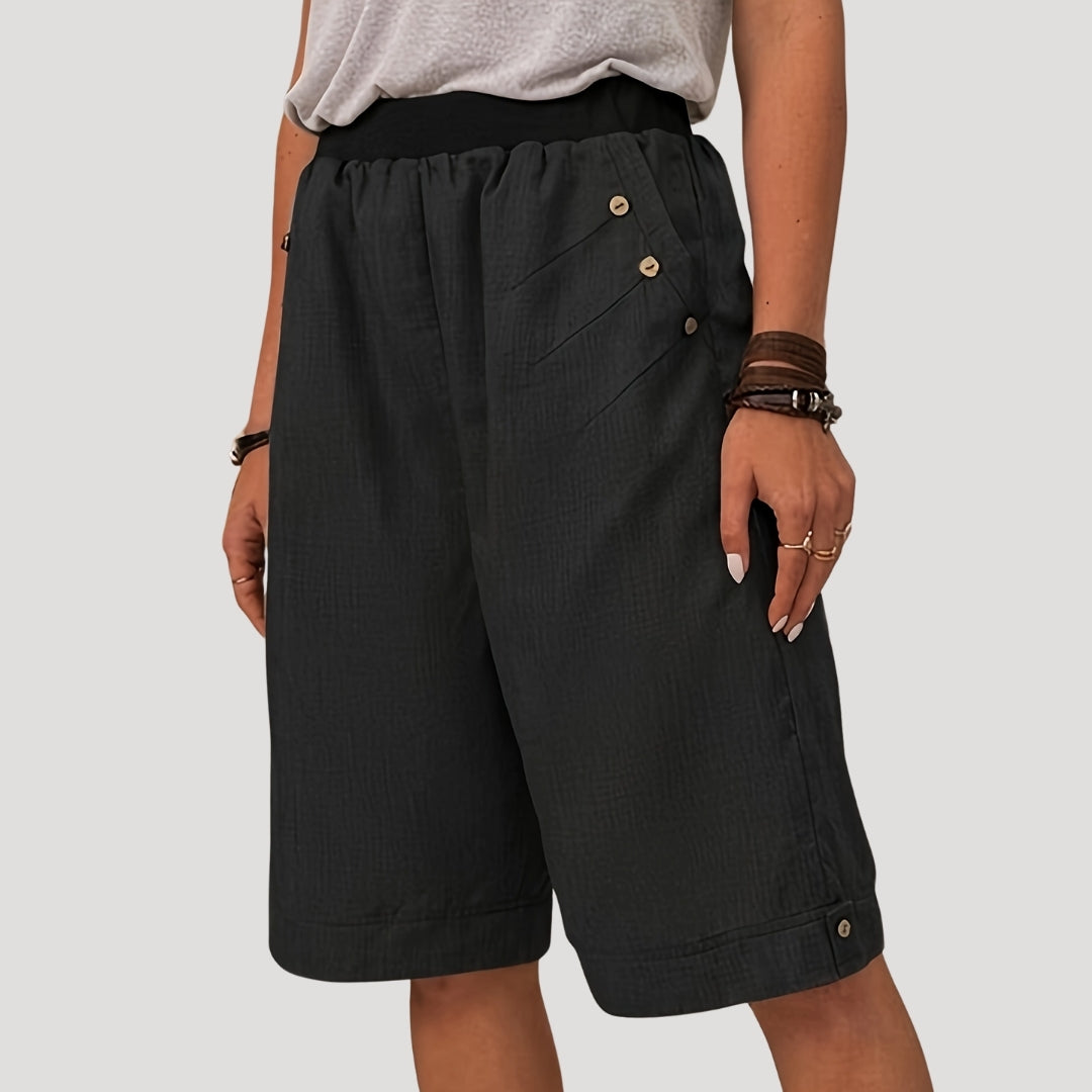 Relaxed-fit button detail bermuda shorts