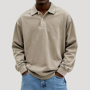 Men’s long sleeve polo top in brushed cotton