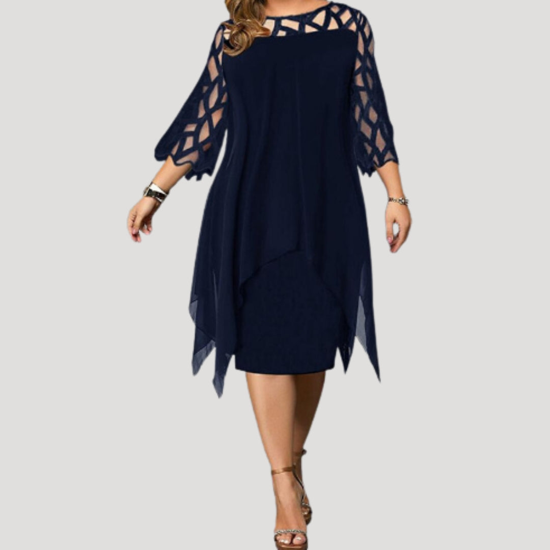 Women’s midi dress with sleeves layered design